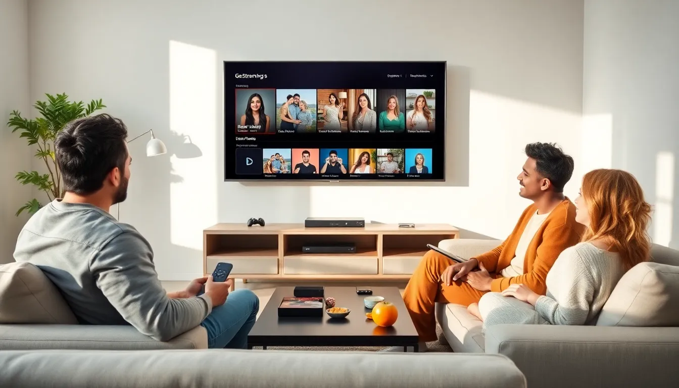 Family watching Philo Streaming TV in a modern living room.