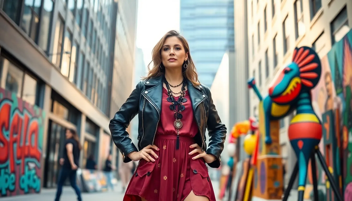 confident woman in urban setting showcasing individuality and empowerment.